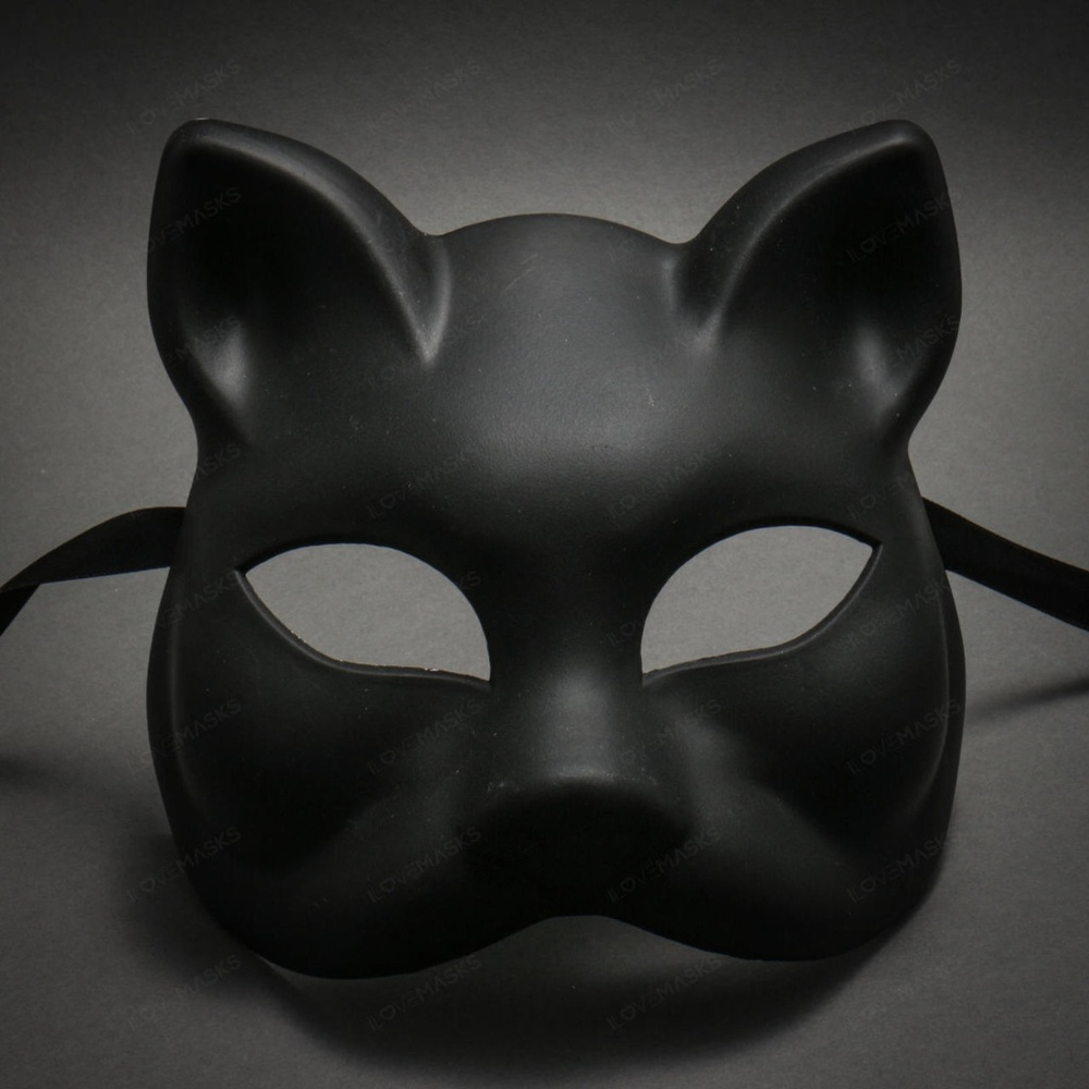 Unpainted Black Plain Art and Crafts Cat Face Mask